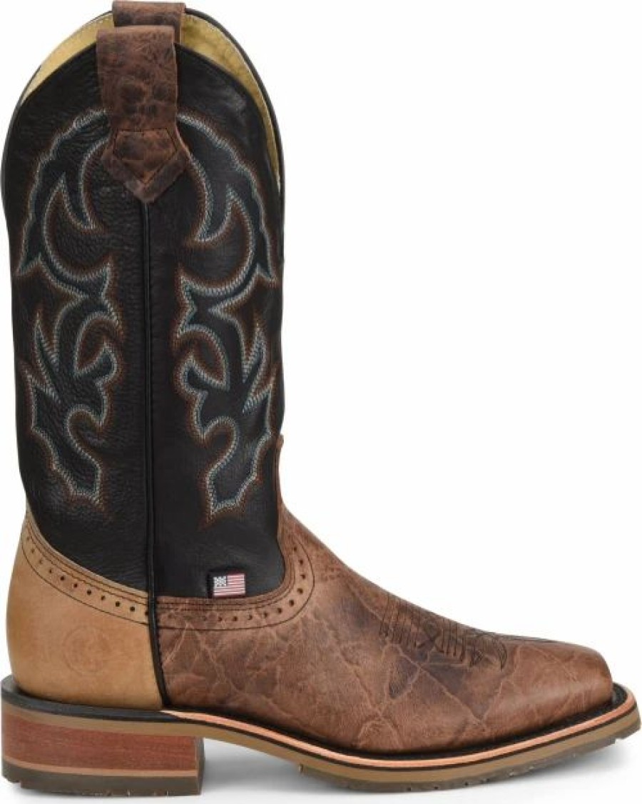 Cowboy * | Double H' Men'S 12 Grissom Sr Square Toe I.C.E. Roper Kenia Cognac / Summer Tan / Black