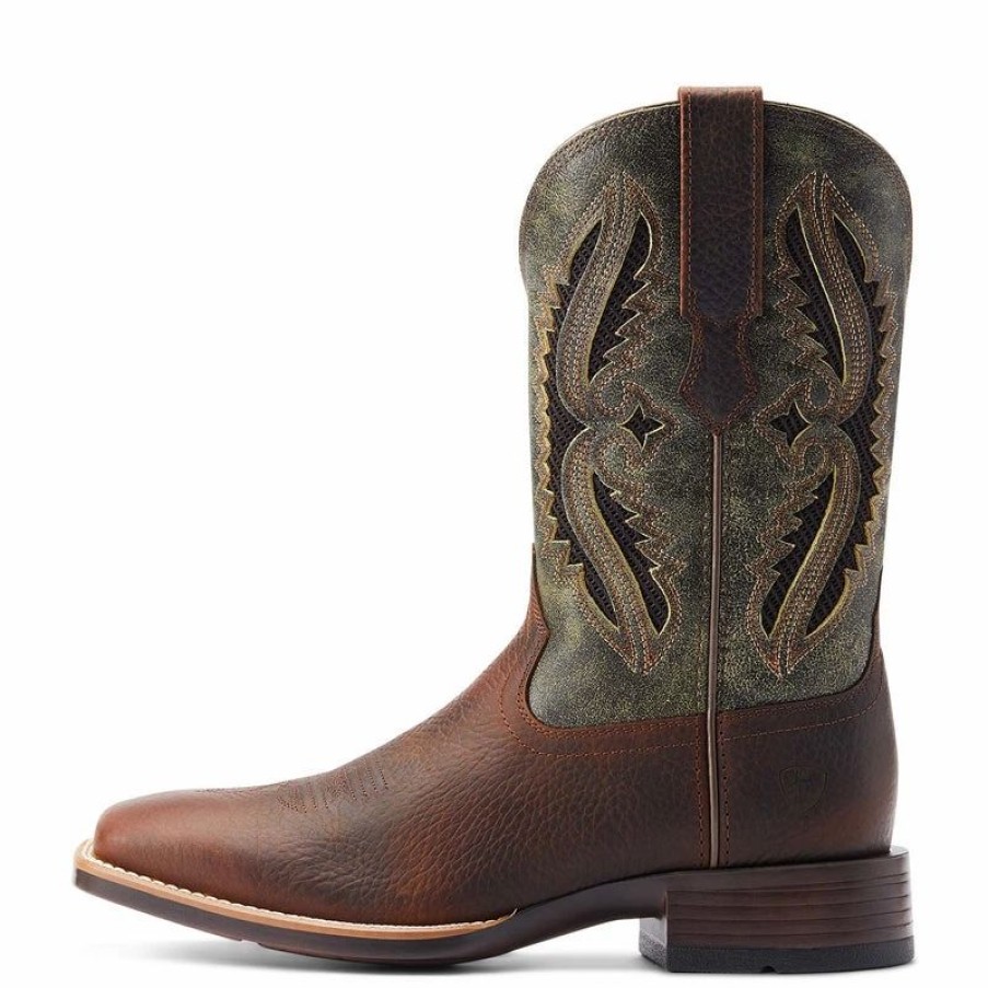 Cowboy * | Ariat' Men'S 11 Rowder Venttek 360 Western Square Toe Rust / Forest Green