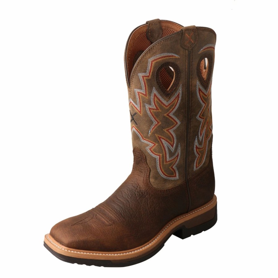 Work * | Twisted X Boots 'Twisted X' Men'S 12 Lite Western Work Alloy Toe Tan / Taupe / Brown