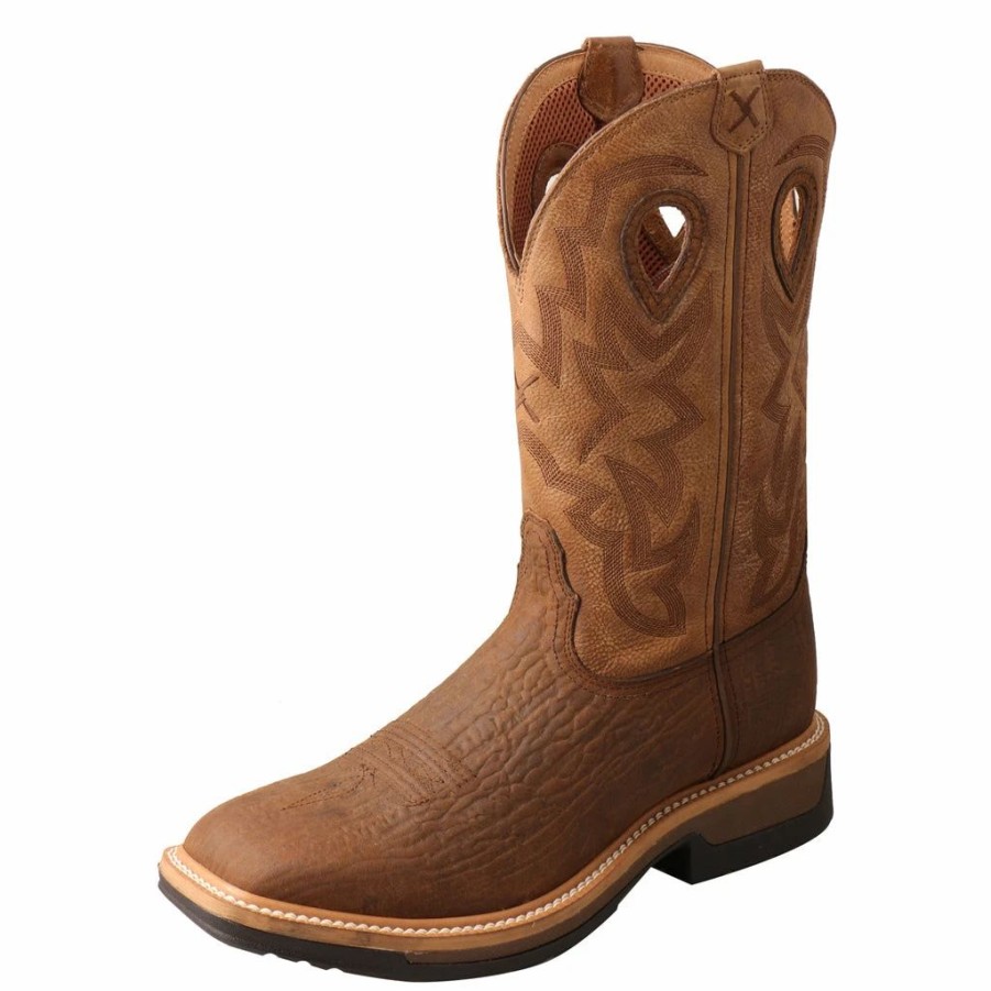 Work * | Twisted X Boots 'Twisted X' Men'S Lite Western Wp Work Dk. Brown / Tan