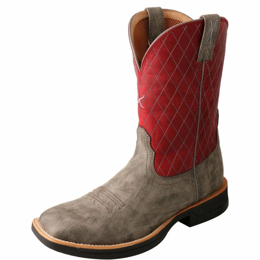 Cowboy * | Twisted X Boots 'Twisted X' Men'S 11 Tech-X Cellstretch Western Square Toe Grey / Red