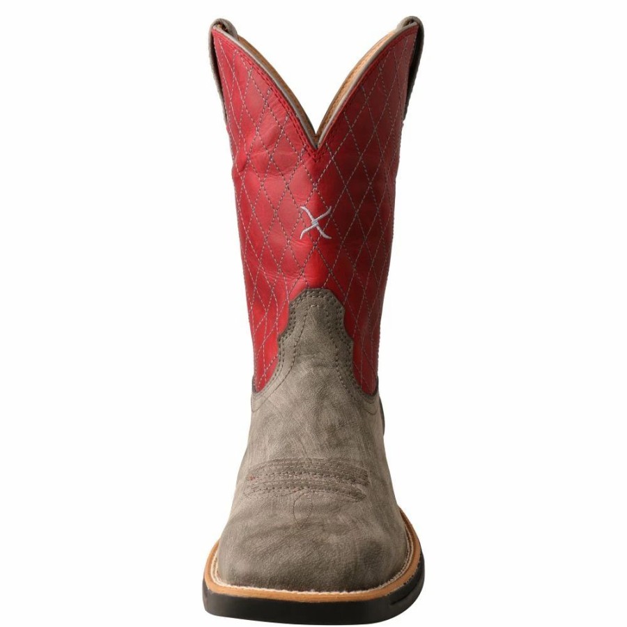 Cowboy * | Twisted X Boots 'Twisted X' Men'S 11 Tech-X Cellstretch Western Square Toe Grey / Red