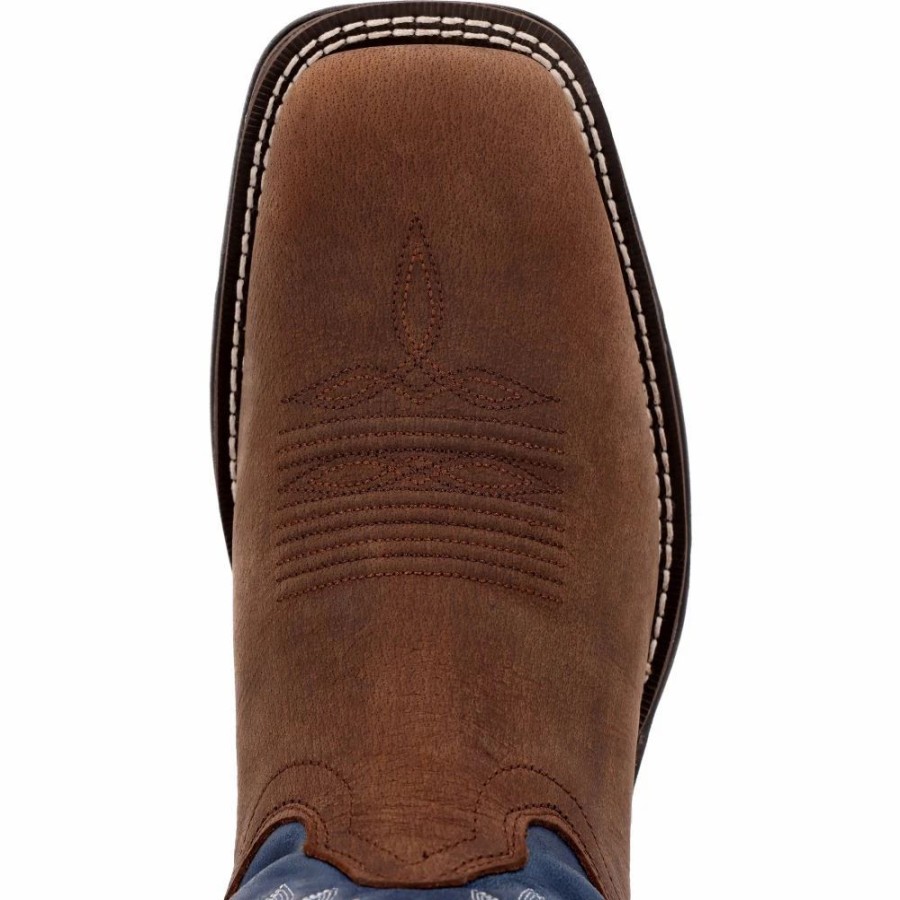 Cowboy * | Durango' Men'S 12 Rebel Western Square Toe Saddle Brown / Denim Blue