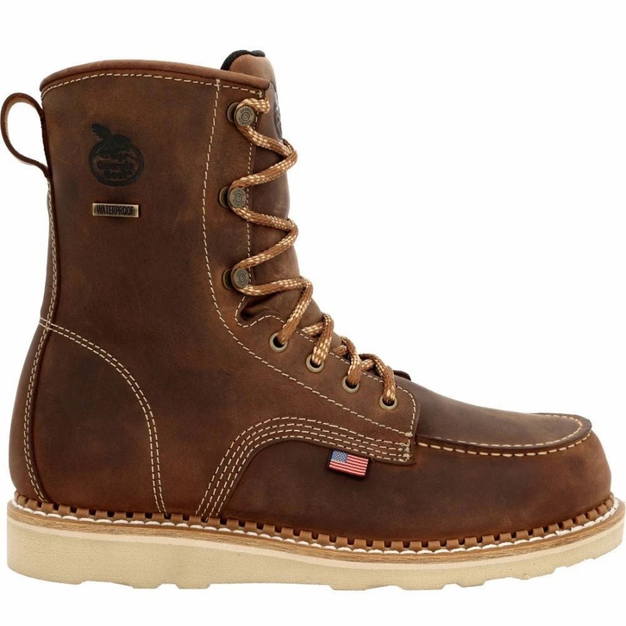 Work * | Georgia Boot' Men'S 8 Wedge Sole Eh Wp Soft Toe Brown