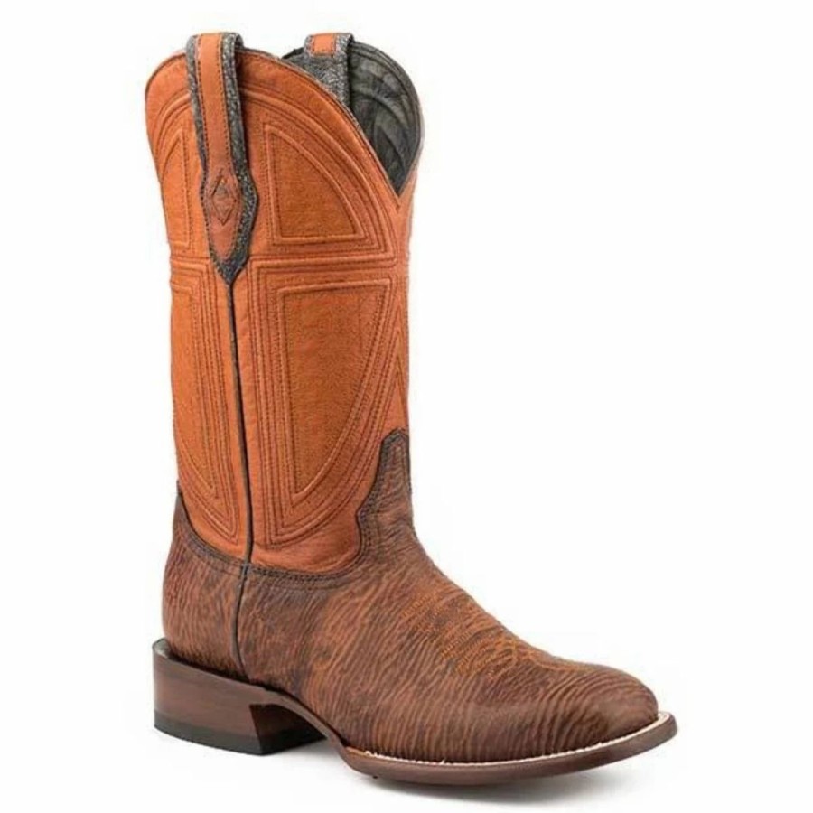 Cowboy * | Stetson' Men'S 13 Winston Shark Vamp Square Toe Brown / Brown