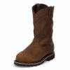 Work * | Justin Brands Pulley Waterproof Internal Met Guard Boot Brown / Dark Tan