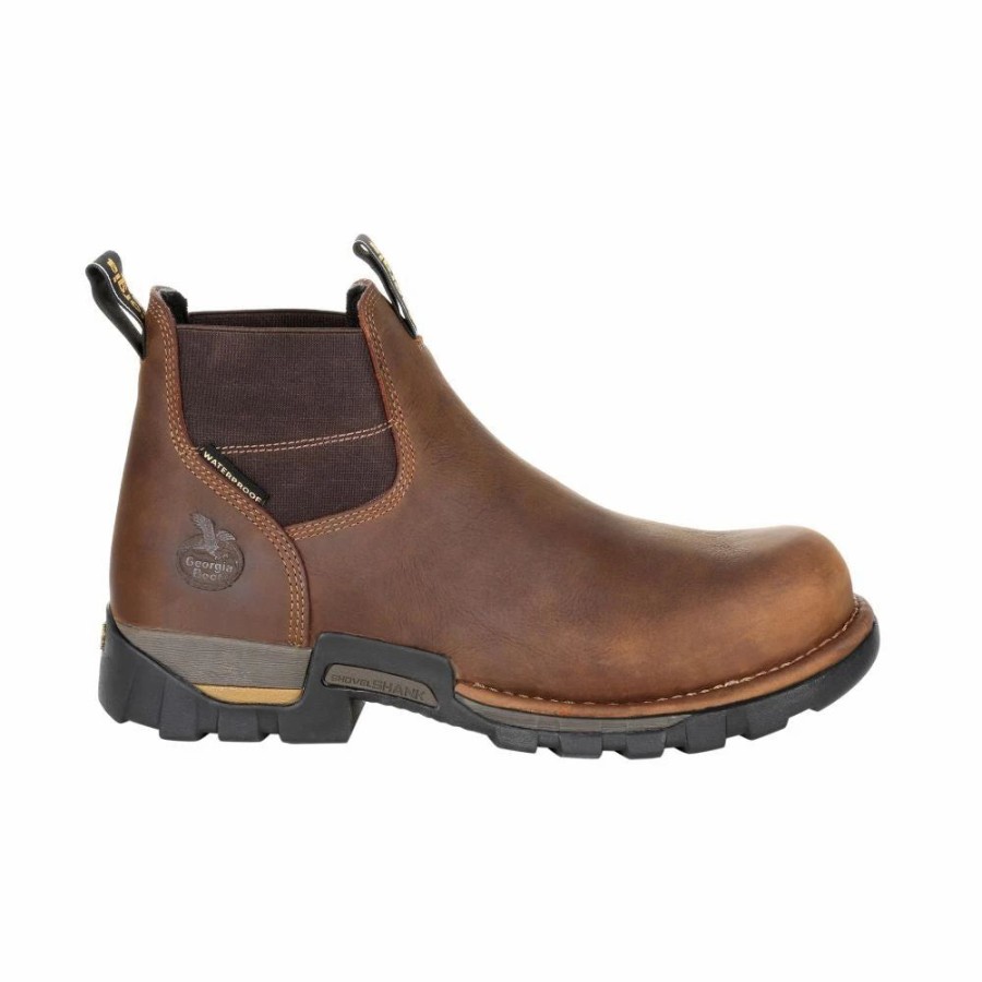 Work * | Georgia Boot' Men'S 4 Eagle One Eh Wp Chelsea Soft Toe Brown