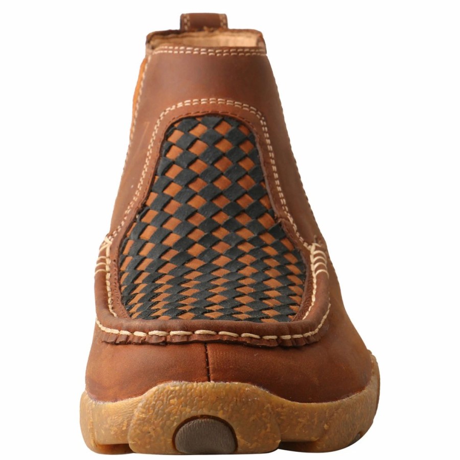 Casual & Dress * | Twisted X Boots 'Twisted X' Men'S 4 Chelsea Basket Weave Driving Moc Oiled Saddle