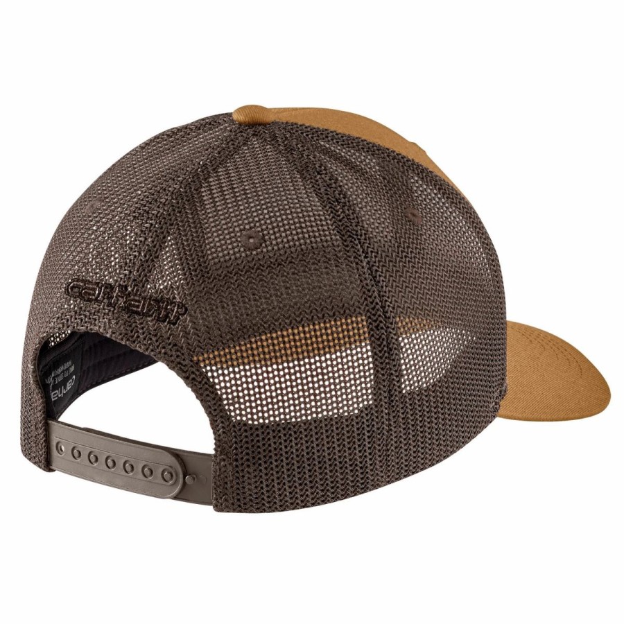 Accessories * | Carhartt Men'S Rugged Flex Twill Mesh-Back Logo Patch Cap Carhartt Brown