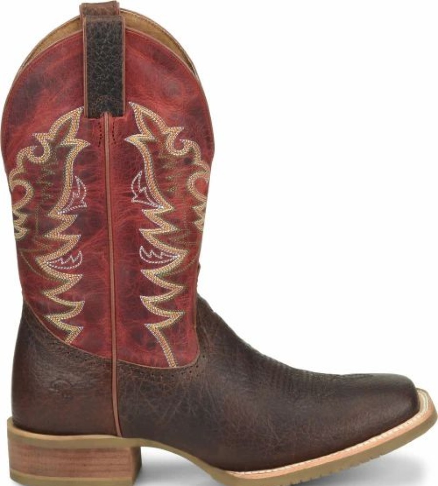 Cowboy * | Double H' Men'S 12 Clifton Western Square Toe Roper Buckskin / Red