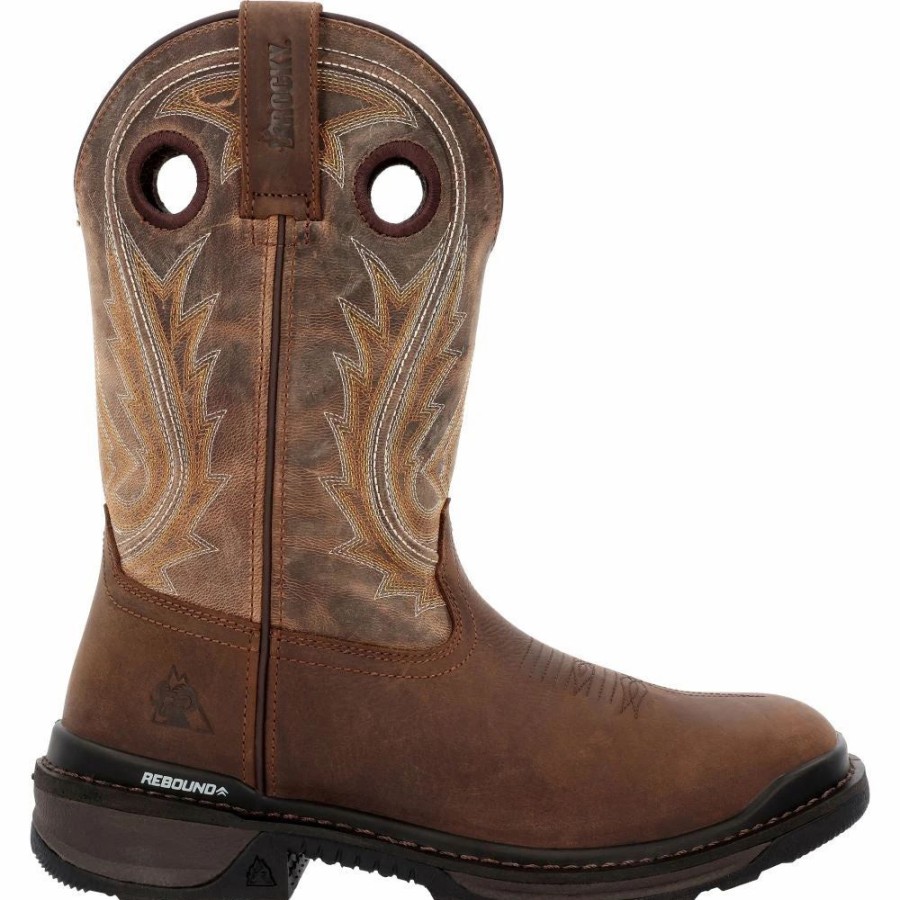 Work * | Rocky' Men'S 11 Ram'S Horn Eh Western Square Toe Western Dark Brown