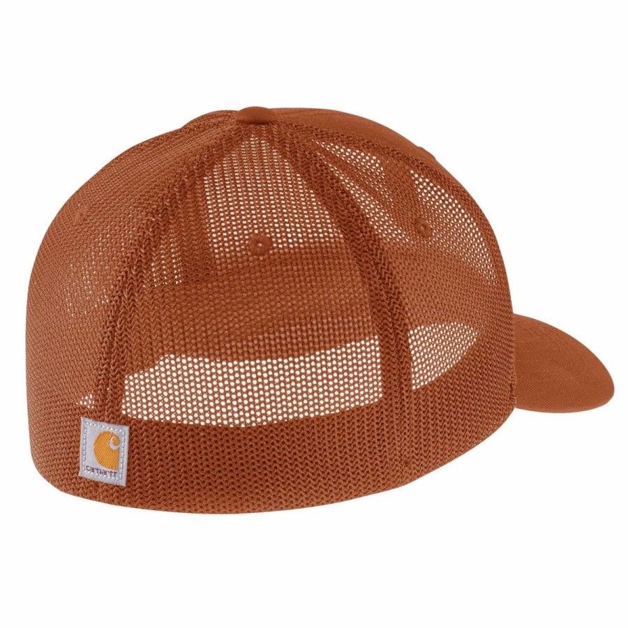 Accessories * | Carhartt' Men'S Rugged Flex Fitted Canvas Mesh-Back Logo Graphic Cap Burnt Sienna