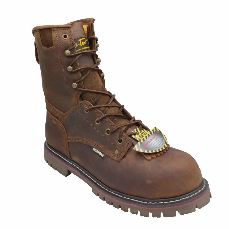 Work * | Adtec' Men'S 8 Lace To Toe Eh Wp Comp Toe Logger Crazy Horse