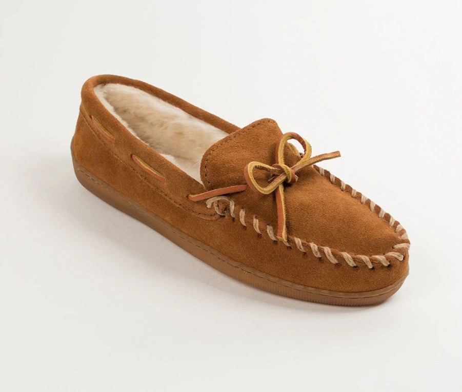 Casual & Dress * | Minnetonka Moccasin Co 'Minnetonka' Men'S Pile Lined Hardsole Moc Slipper Brown (Wide)