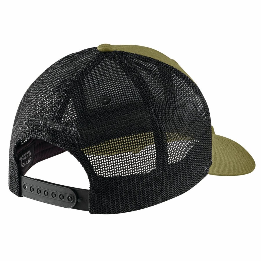 Accessories * | Carhartt Men'S Rugged Flex Twill Mesh-Back Logo Patch Cap True Olive