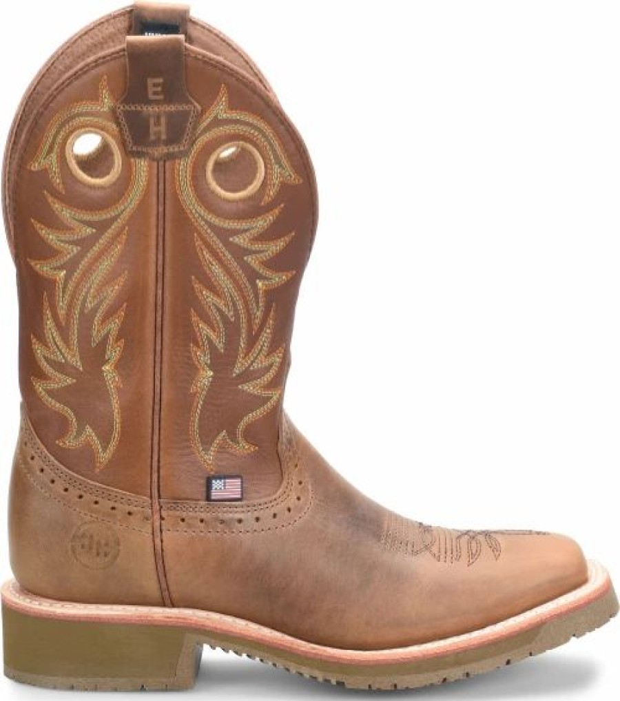 Work * | Double H' Men'S 11 Andrew Eh Western Wide Square Toe Roper Tan