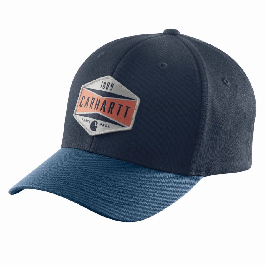 Accessories * | Carhartt' Men'S Rugged Flex Cap With Patch Logo Navy