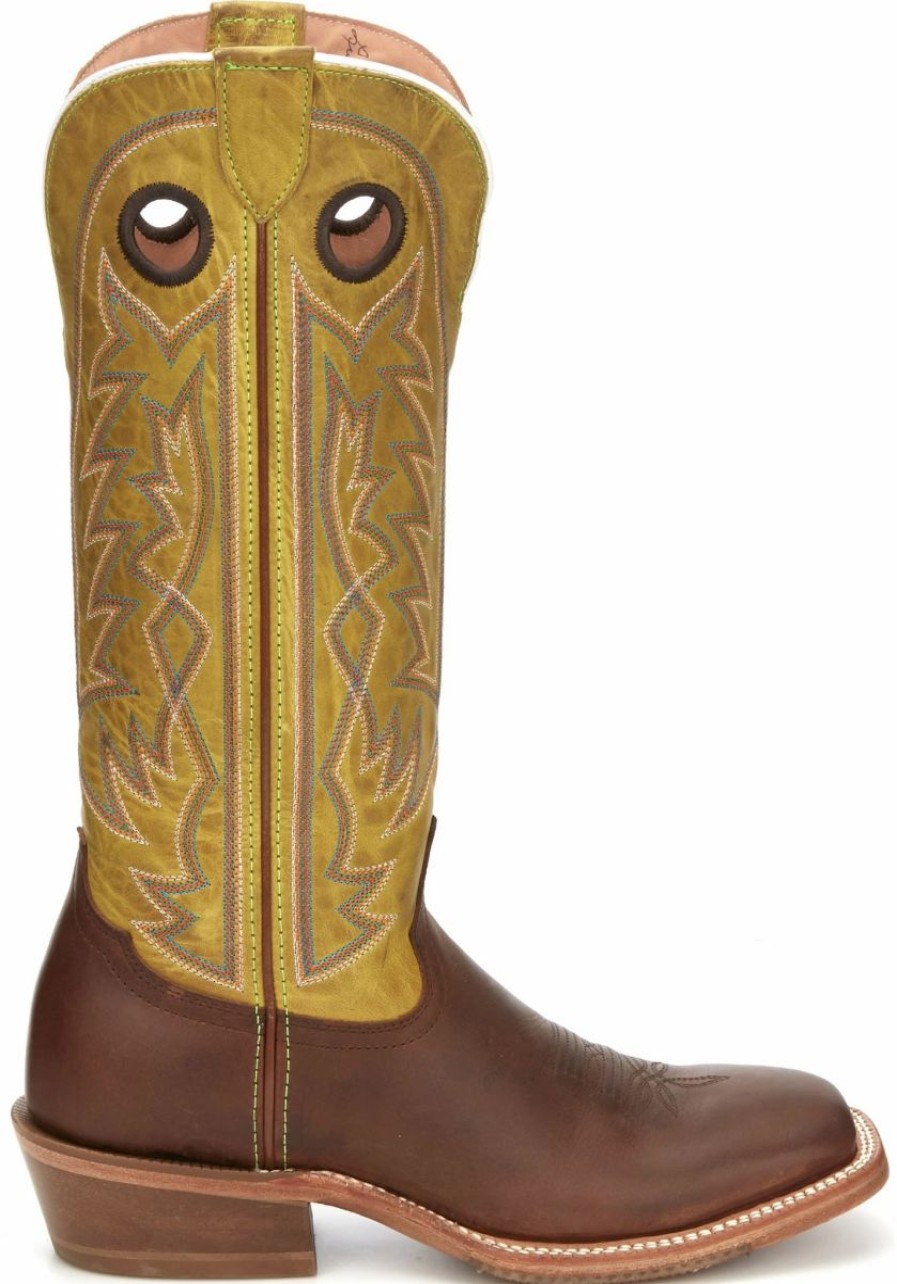 Cowboy * | Tony Lama' Men'S 15 Fairview Buckaroo Western Square Toe Brown / Moss Green