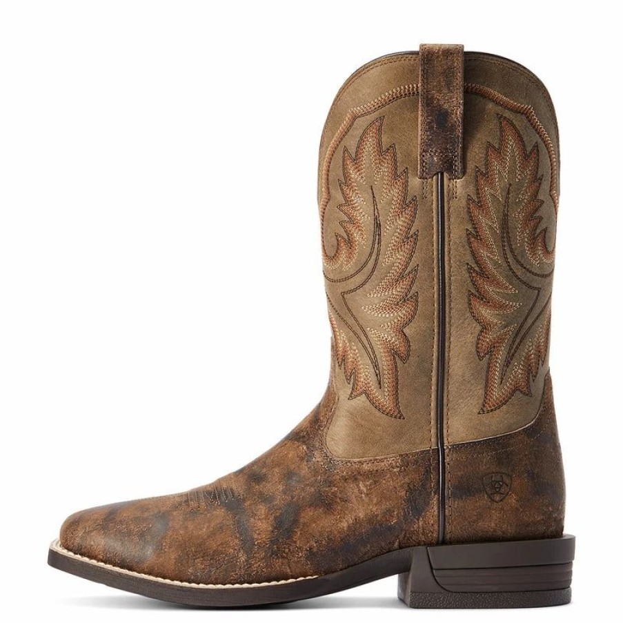 Cowboy * | Ariat' Men'S 11 Wilder Western Square Toe Antique Grey / Brown Bomber