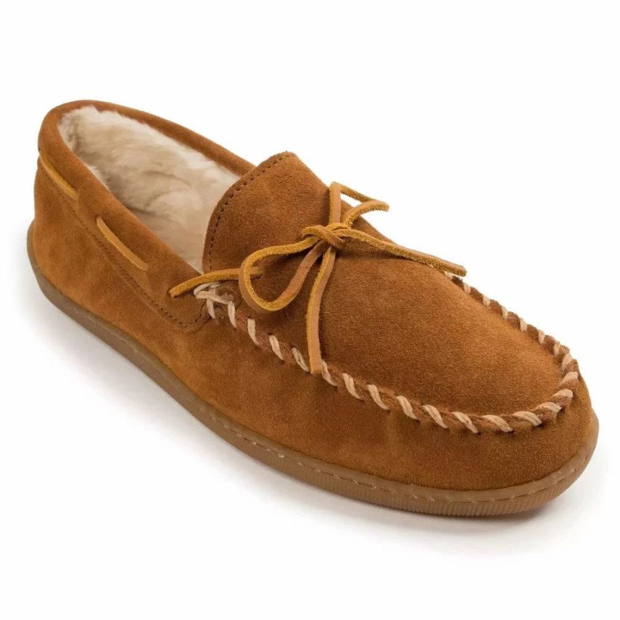 Casual & Dress * | Minnetonka Moccasin Co 'Minnetonka' Men'S Pile Lined Hardsole Moc Slipper Tan (Ext. Sizes)