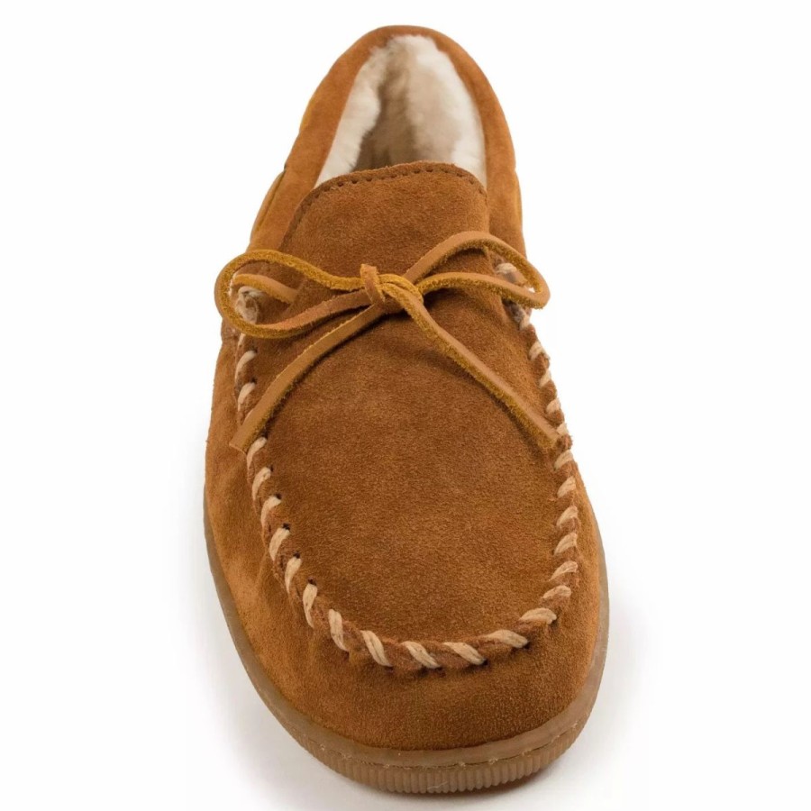 Casual & Dress * | Minnetonka Moccasin Co 'Minnetonka' Men'S Pile Lined Hardsole Moc Slipper Tan (Ext. Sizes)