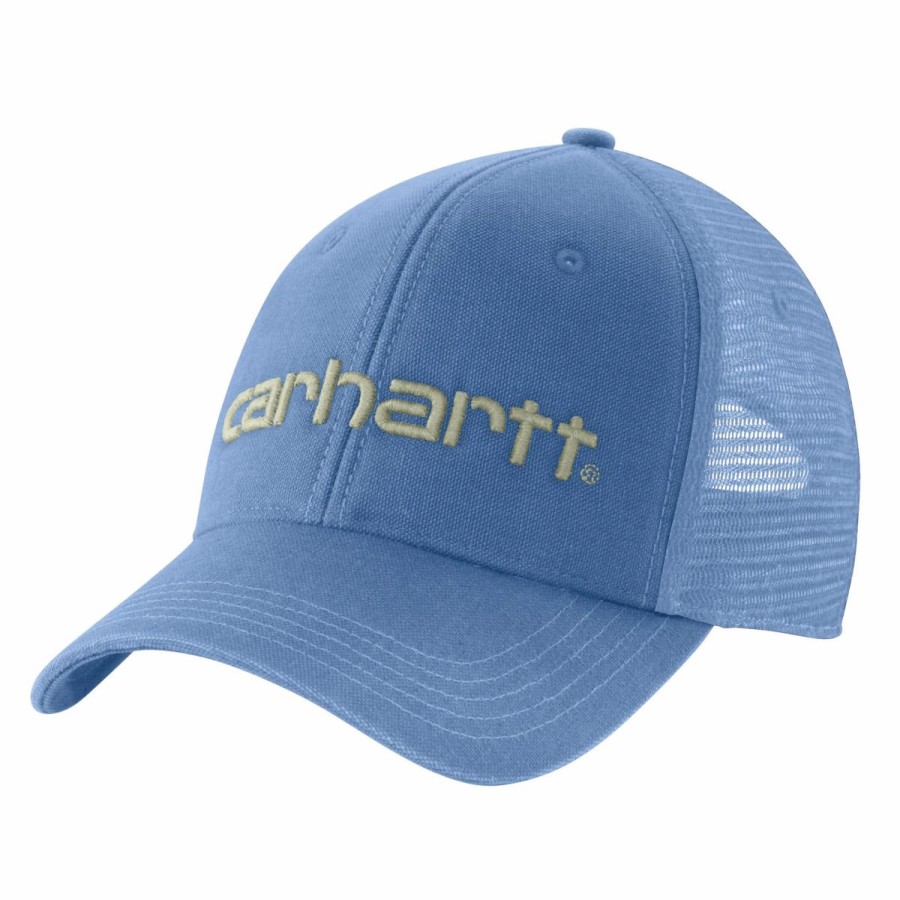 Accessories * | Carhartt' Men'S Canvas Mesh-Back Logo Graphic Cap Blue Lagoon