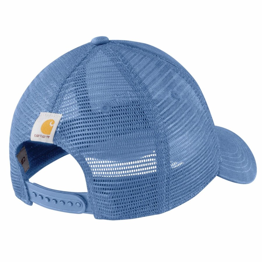 Accessories * | Carhartt' Men'S Canvas Mesh-Back Logo Graphic Cap Blue Lagoon