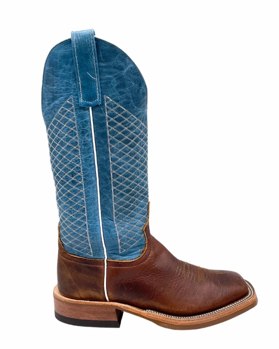 Cowboy * | Anderson Bean' Men'S 13 Western Square Toe Bison / Blue Lava