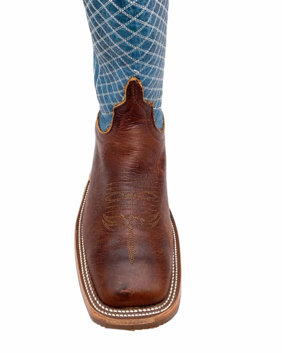 Cowboy * | Anderson Bean' Men'S 13 Western Square Toe Bison / Blue Lava