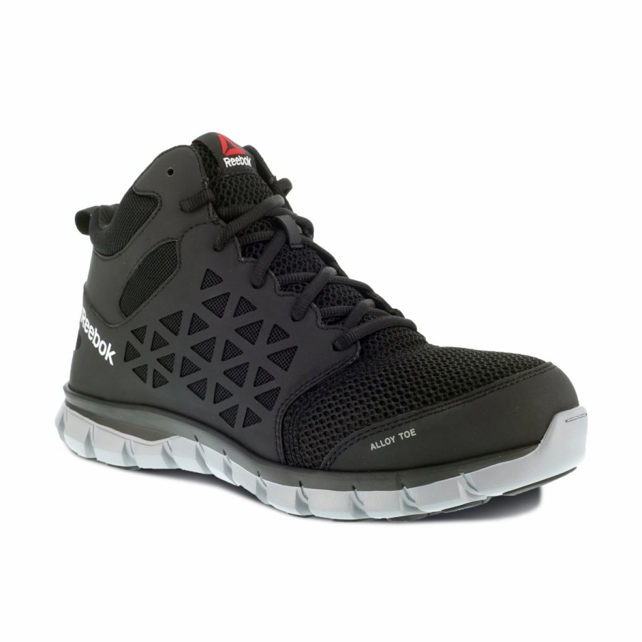 Work * | Reebok' Men'S Mid Sublite Cushion Esd Alloy Toe Black / Gray