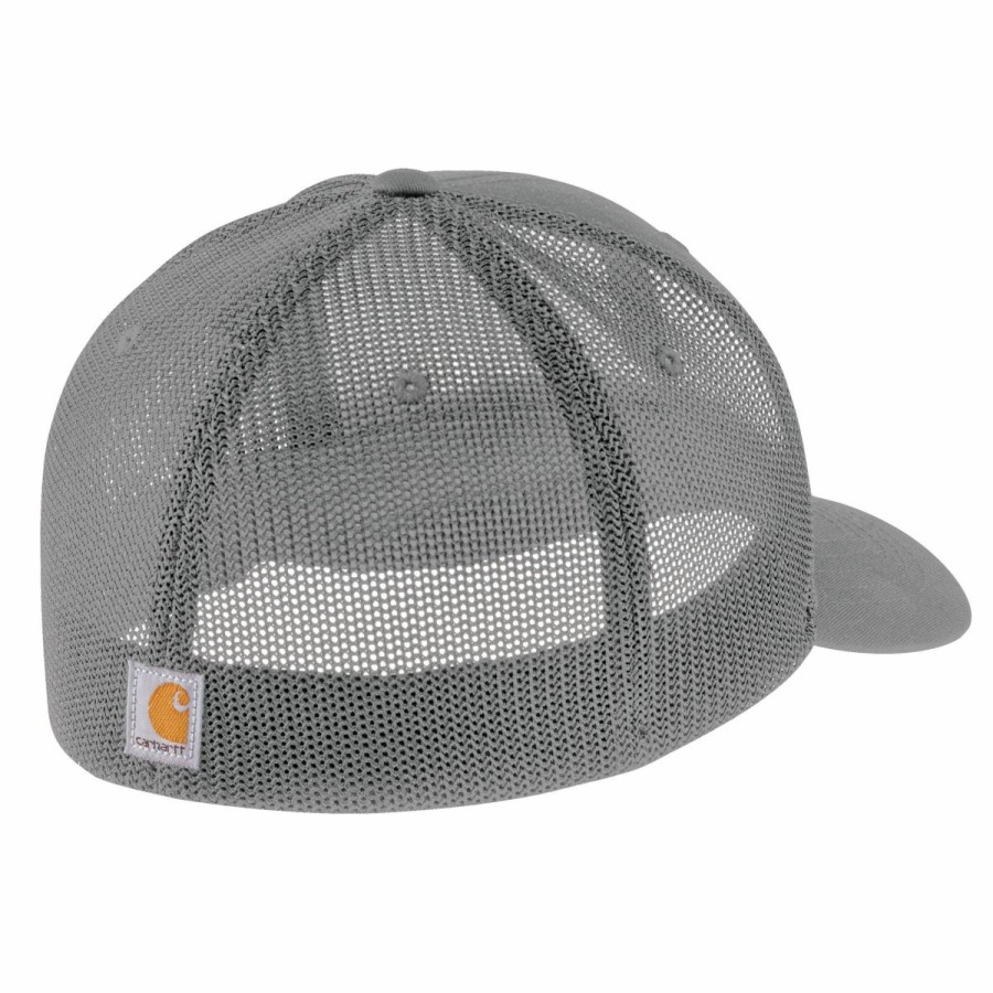 Accessories * | Carhartt' Men'S Rugged Flex Fitted Canvas Mesh-Back Logo Graphic Cap Asphalt