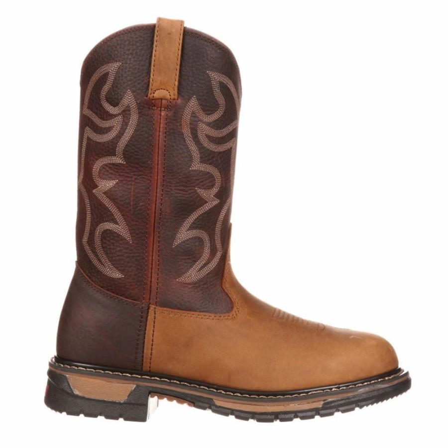 Cowboy * | Rocky' Men'S 10 Original Ride Branson Roper Wp Round Toe Tan / Bridle Brown