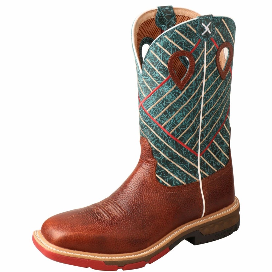 Work * | Twisted X Boots 'Twisted X' Men'S 13 Cellstretch Work Eh Alloy Toe Cognac / Dark Green