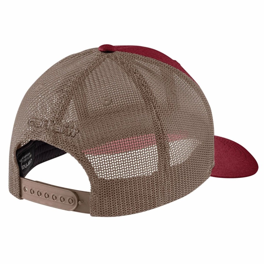 Accessories * | Carhartt Men'S Rugged Flex Twill Mesh-Back Logo Patch Cap Carhartt Burgundy