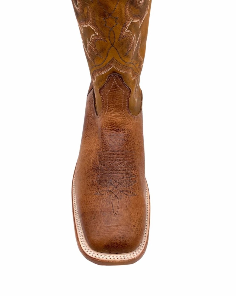 Cowboy * | Boulet' Men'S 12 Saddle Vamp Western Square Toe Shrunken Bomber / Ambergold