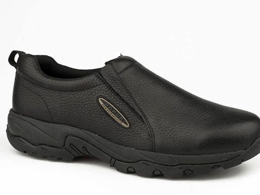 Casual & Dress * | Roper' Men'S Tumbled Leather Performance Slip On Black