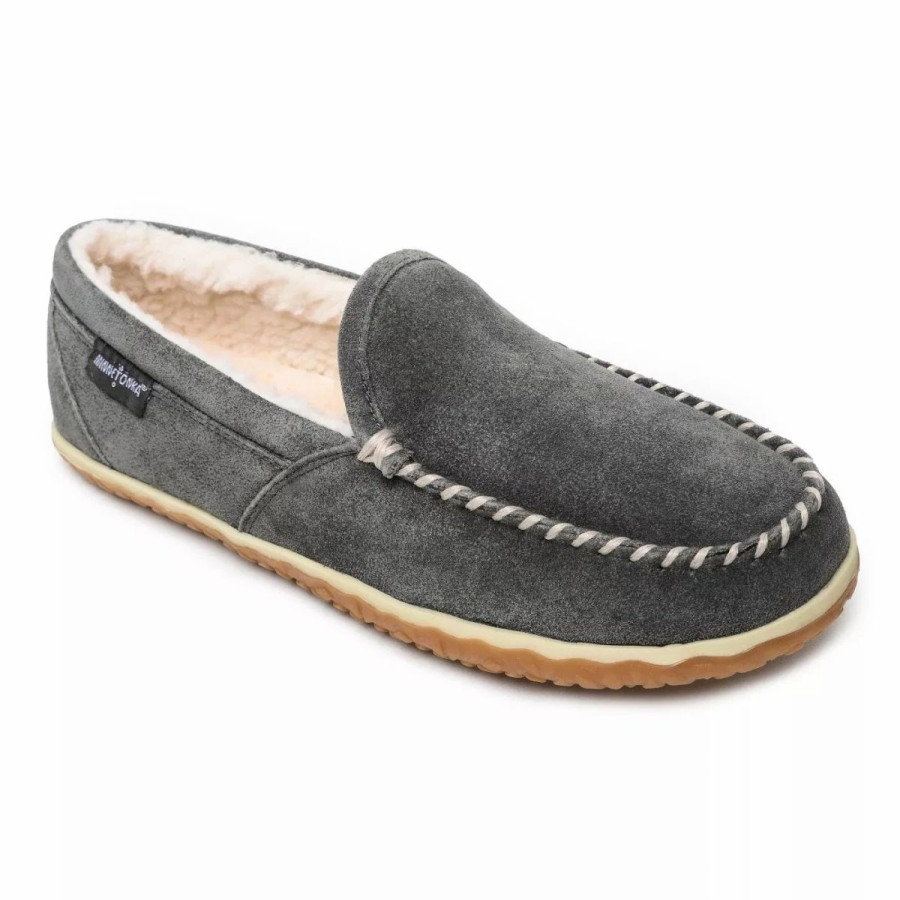 Casual & Dress * | Minnetonka Moccasin Co 'Minnetonka' Men'S Suede Tilden Moc Slipper Grey (Wide)