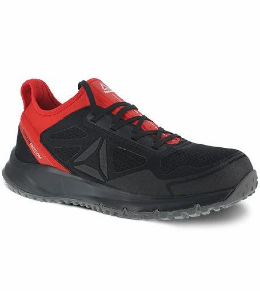 Work * | Reebok' Men'S All Terrain Athletic Steel Toe Black / Red