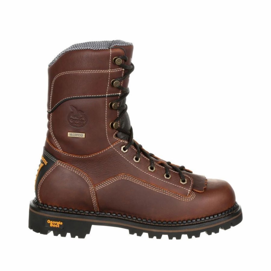 Work * | Georgia Boot' Men'S 8 Amp Lt Logger Eh Wp Comp Toe Brown