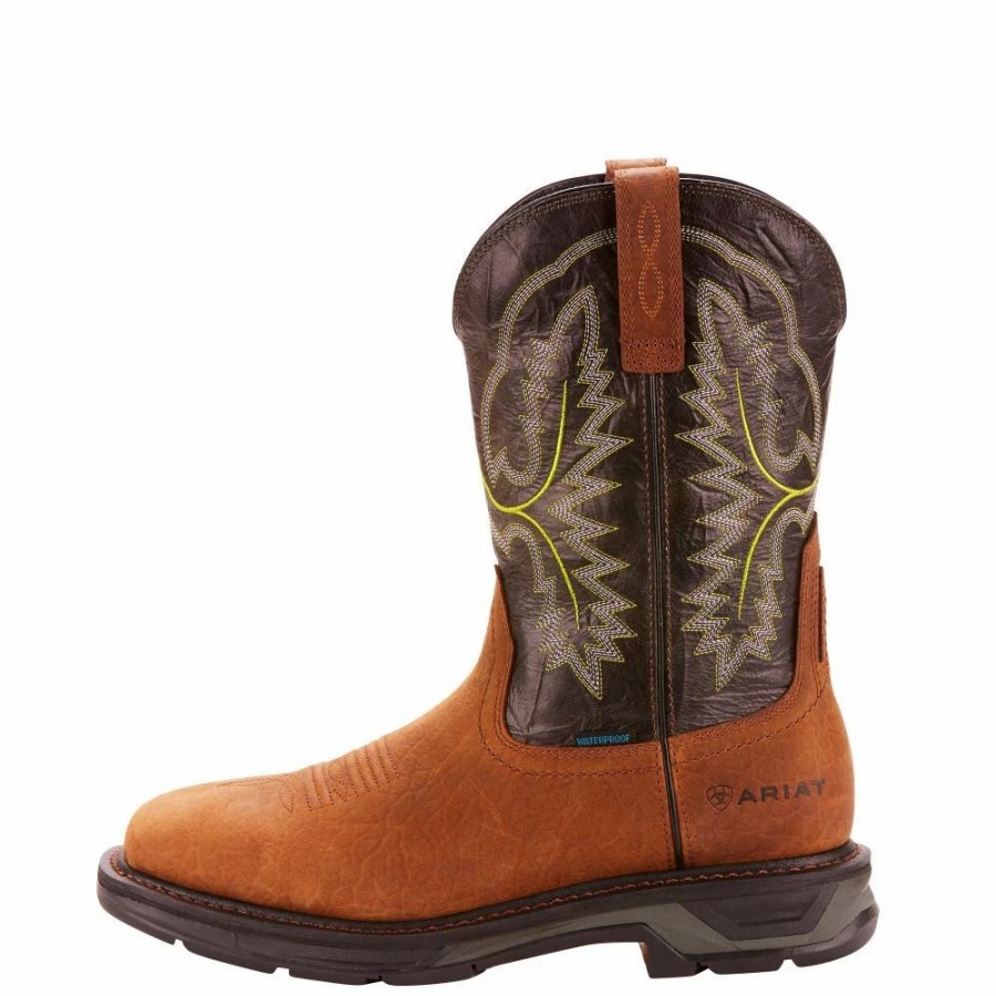 Work * | Ariat' Men'S 11 Workhog Xt Eh Wp Soft Toe Tumbled Bark / Dark Forest