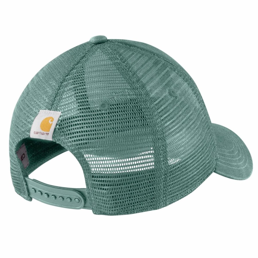 Accessories * | Carhartt' Men'S Canvas Mesh-Back Logo Graphic Cap Slate Green