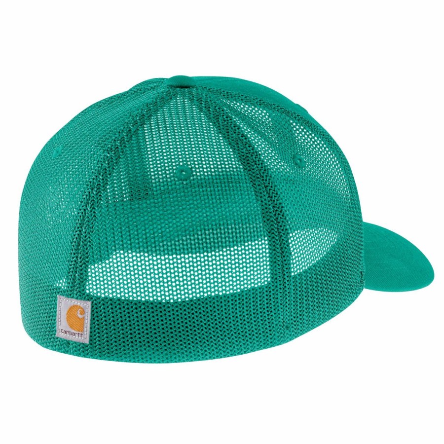 Accessories * | Carhartt' Men'S Rugged Flex Fitted Canvas Mesh-Back Logo Graphic Cap Cadmium Green