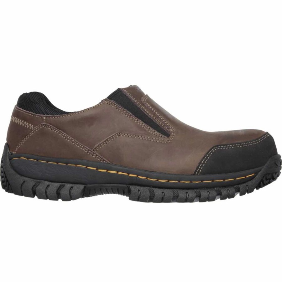 Work * | Skechers' Men'S Hartan Steel Toe Slip On Dark Brown