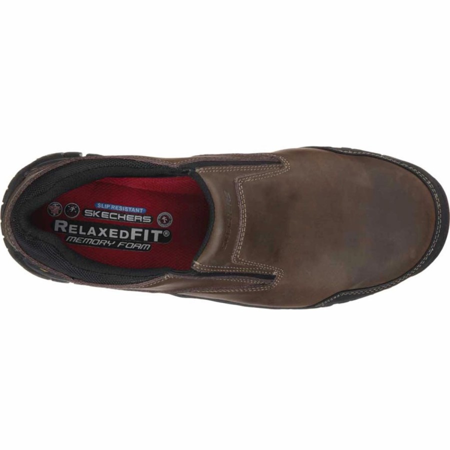 Work * | Skechers' Men'S Hartan Steel Toe Slip On Dark Brown