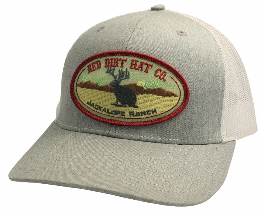 Accessories * | Red Dirt Hat Company 'Red Dirt Hat' Jackalope Ranch Patch Hat Heather Grey / White