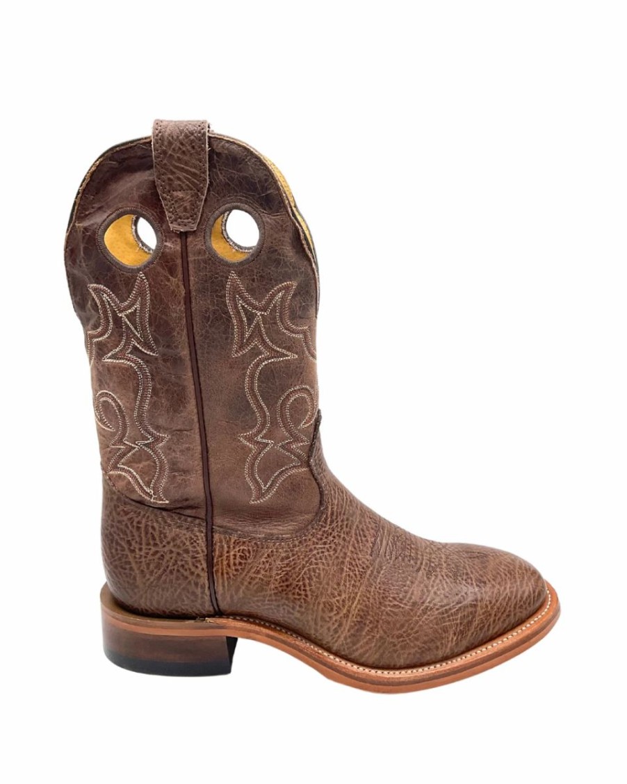 Cowboy * | Boulet' Men'S 12 Roper Western Round Toe Shoulder Noce Taurus / Organza Brown