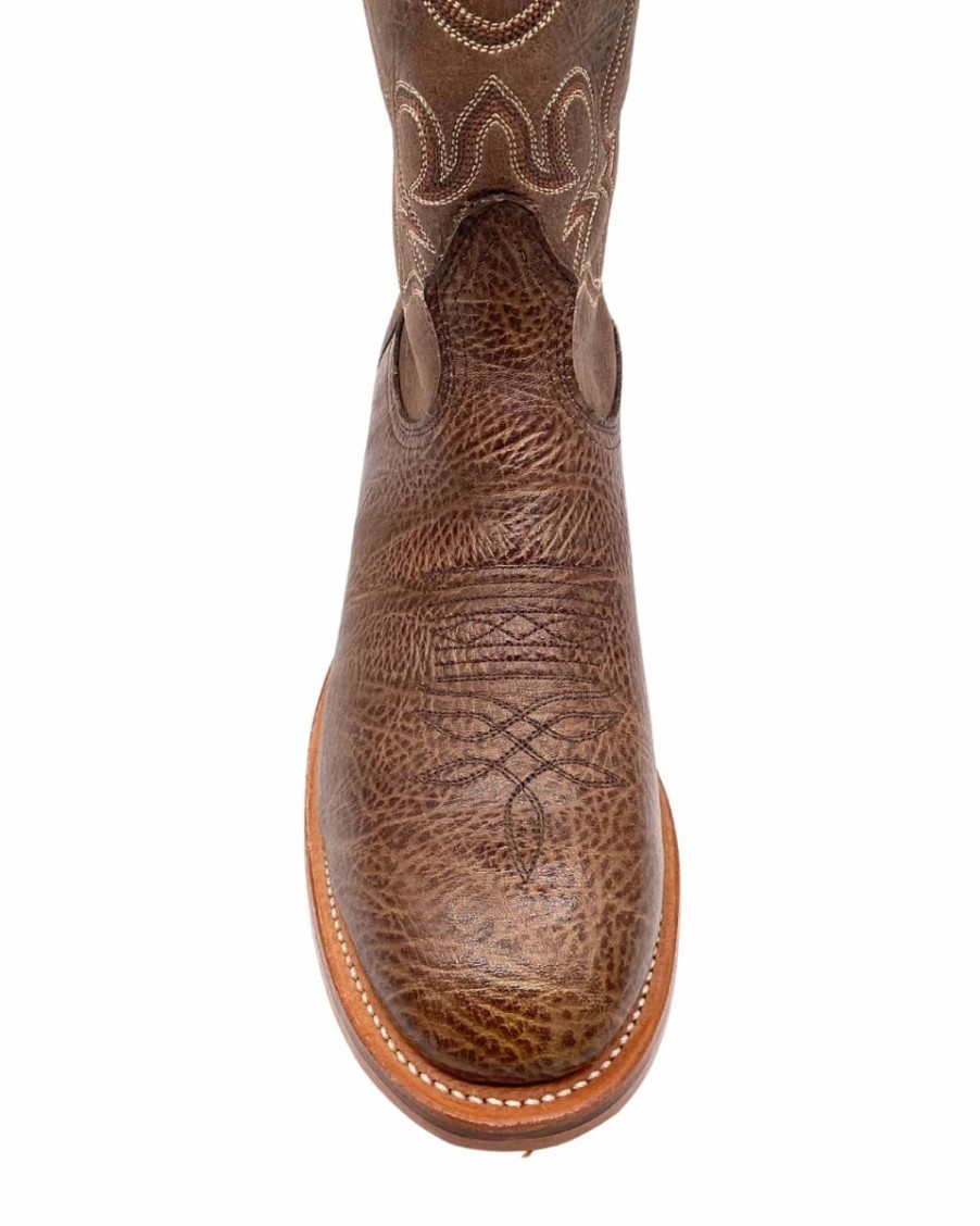 Cowboy * | Boulet' Men'S 12 Roper Western Round Toe Shoulder Noce Taurus / Organza Brown