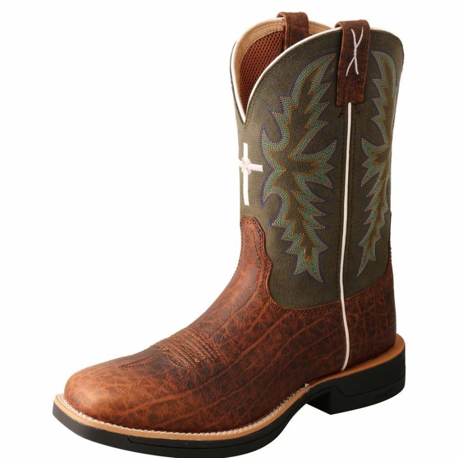 Cowboy * | Twisted X Boots 'Twisted X' Men'S 11 Tech-X Cellstretch Western Square Toe Brown / Green