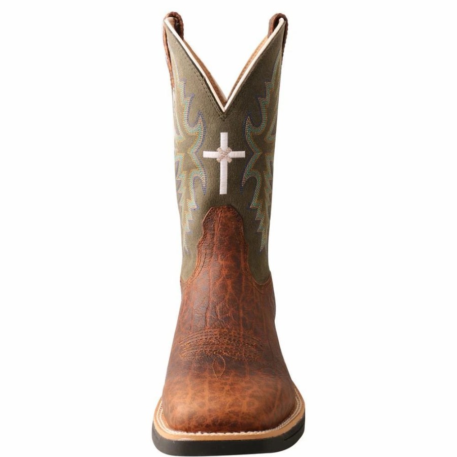 Cowboy * | Twisted X Boots 'Twisted X' Men'S 11 Tech-X Cellstretch Western Square Toe Brown / Green