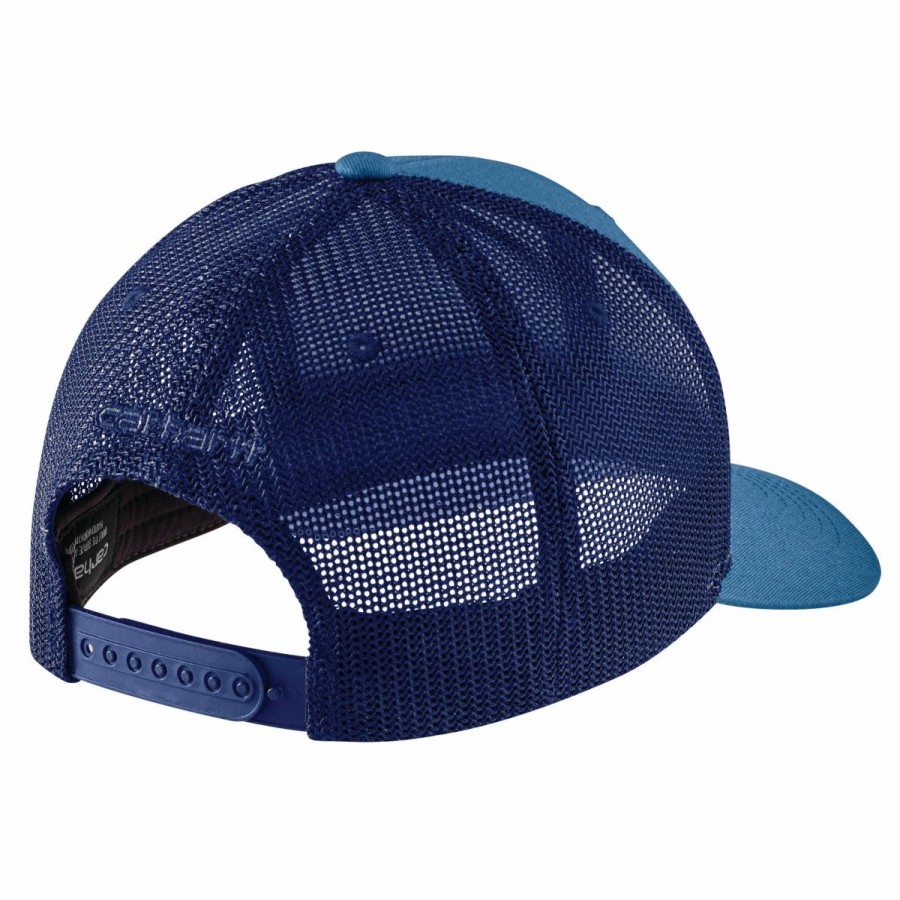 Accessories * | Carhartt Men'S Rugged Flex Twill Mesh-Back Logo Patch Cap Blue Lagoon